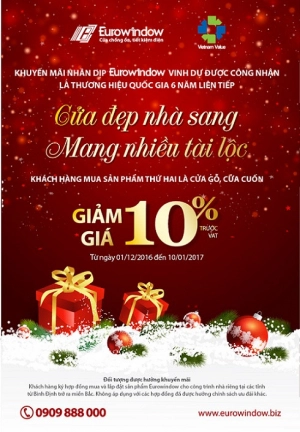  Eurowindow khuyến mãi nhân dịp 6 năm liên tiếp đạt Thương hiệu Quốc gia