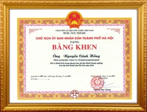  TGĐ Eurowindow nhận bằng khen của Chủ tịch UBND thành phố Hà Nội