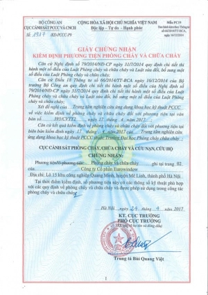  Cửa gỗ chống cháy Eurowindow được cấp Giấy chứng nhận đạt tiêu chuẩn phòng cháy chữa cháy