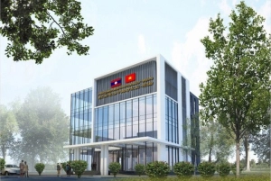  Eurowindow thi công cửa và vách nhôm kính lớn tại dự án Trụ sở Ủy ban hợp tác Lào – Việt